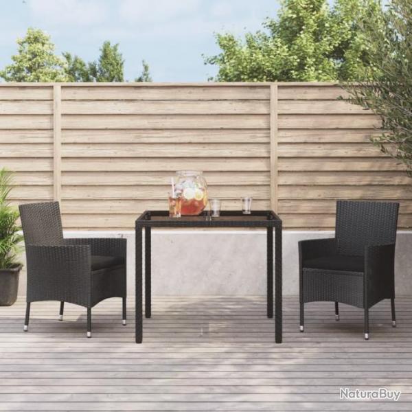 salle  manger de jardin avec coussins 3 pcs Noir