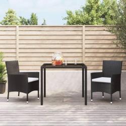 salle à manger de jardin avec coussins 3 pcs Noir