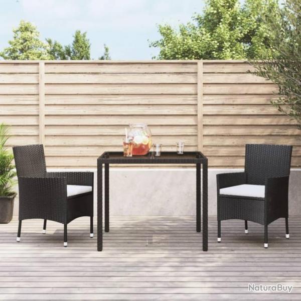 salle  manger de jardin avec coussins 3 pcs Noir