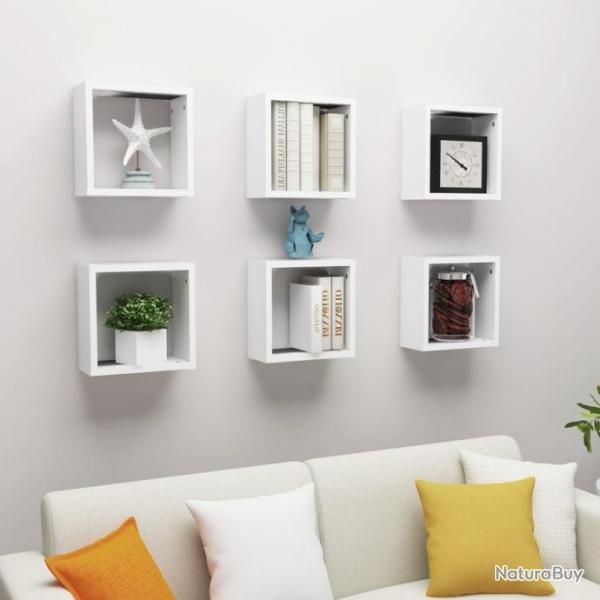 tagres cube murales 6 pcs Blanc 30x15x30 cm