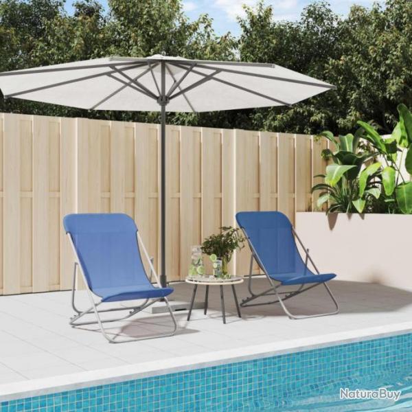 Chaises de plage pliantes 2pcs textilne acier enduit de poudre