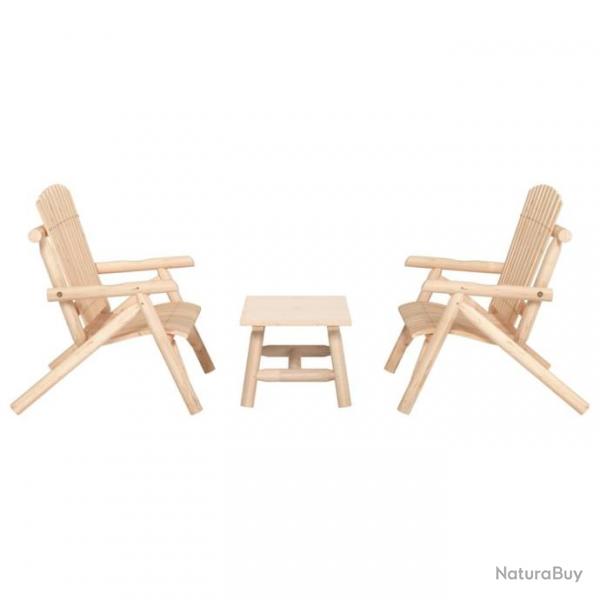 salon de jardin 3 pcs bois massif d'pica