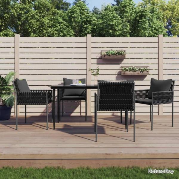 Chaises de jardin avec coussins lot de 4 noir 54x61x83 cm rotin