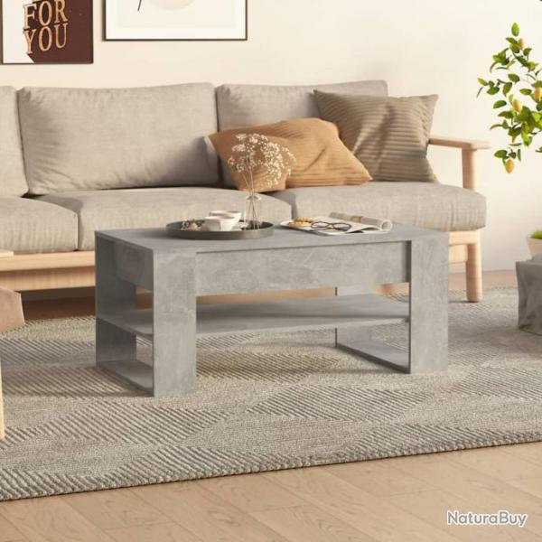 Table basse Gris bton 102x55x45 cm Bois d'ingnierie