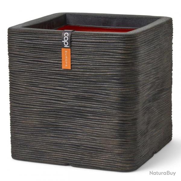 Capi Jardinire Nature Rib carre 30x30x30 cm Marron fonc