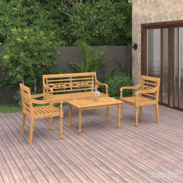 Salon de jardin 4 pcs Bois de teck solide