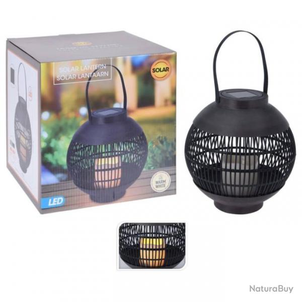 ProGarden Lampe solaire  LED Rotin avec bougie Noir