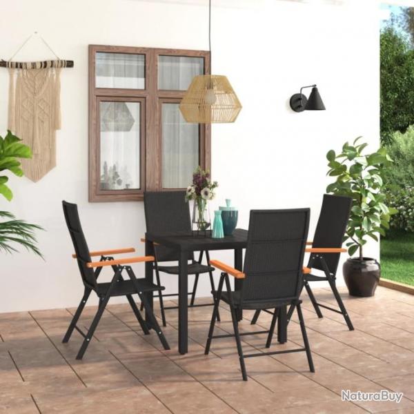 salle  manger de jardin 5 pcs Noir et marron