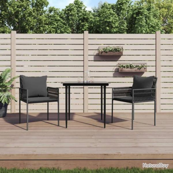 Chaises de jardin avec coussins lot de 2 noir 54x61x83 cm rotin