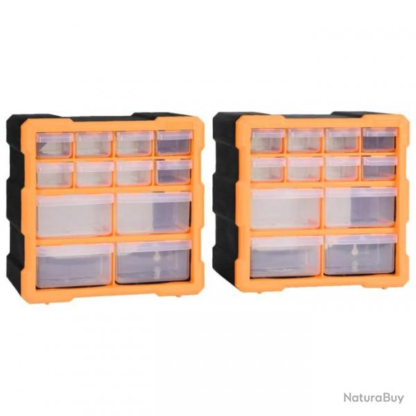 Organisateurs multi-tiroirs avec 12 tiroirs 2 pcs 26,5x16x26 cm