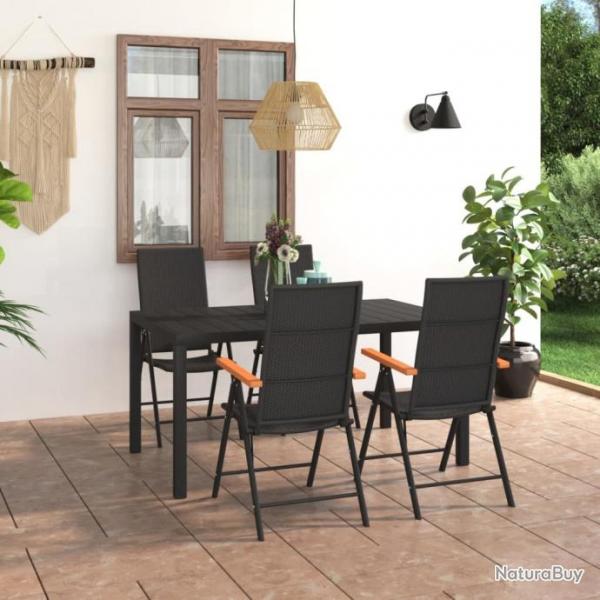 Ensemble de salle  manger de jardin 5 pcs Noir et marron