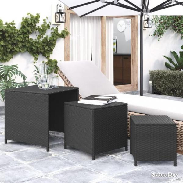 Tables gigognes 3 pcs noir rsine tresse