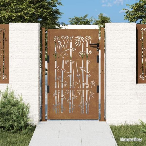 Portail de jardin 105x155 cm acier corten design de bambou