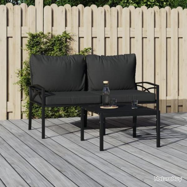 Chaises de jardin avec coussins gris 2 pcs 62x75x79 cm acier