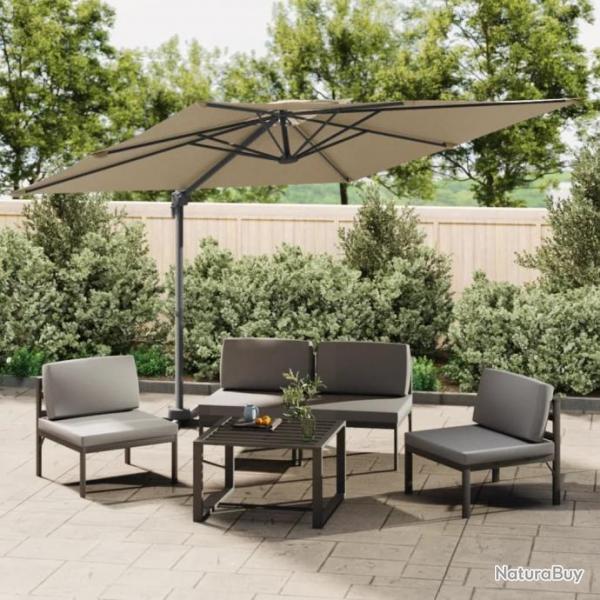 Parasol cantilever  double toit Taupe 300x300 cm