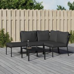 Salon de jardin 5 pcs avec coussins gris acier