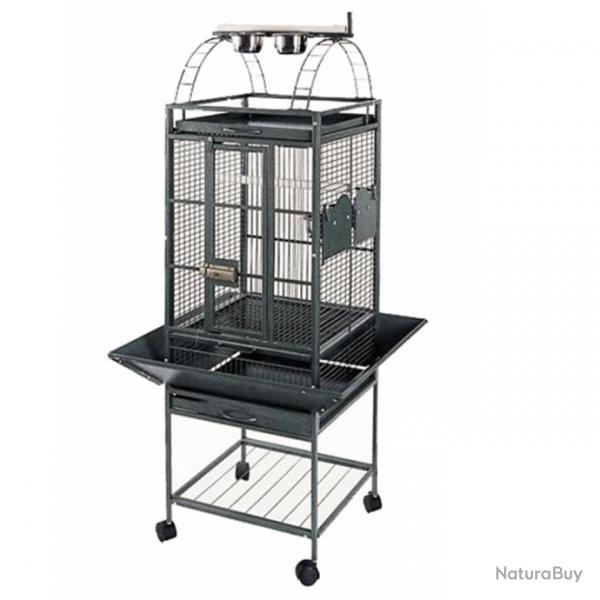 Cage pour perroquet Villa Helios Gris mtallis 46x46x149 cm