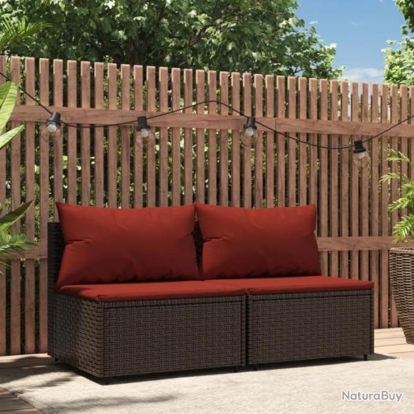 Canaps centraux de jardin coussins 2pcs marron rsine tresse