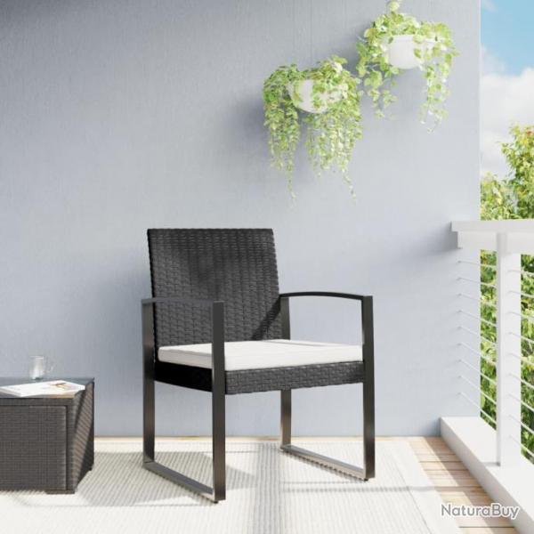 Chaises  manger de jardin lot de 2 noir rotin PP