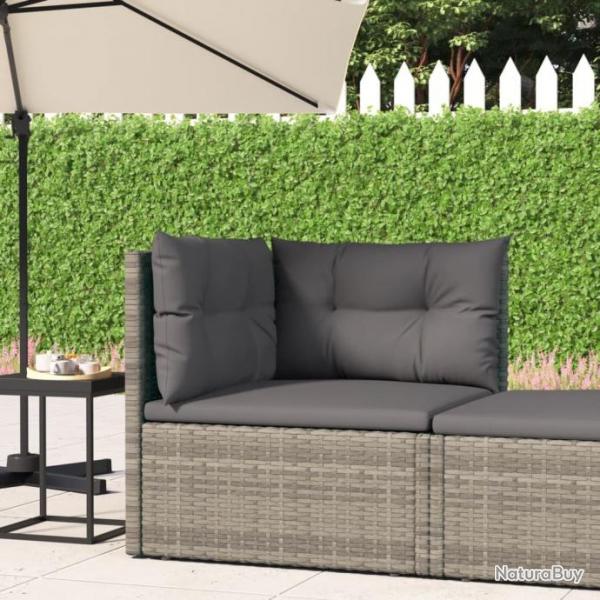 Canap d'angle de jardin avec coussins gris rsine tresse