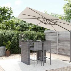 bar de jardin 5 pcs avec coussins gris poly rotin