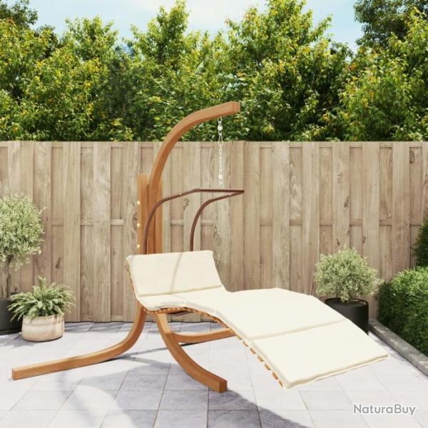 Chaise  bascule avec coussin tissu et bois massif de peuplier