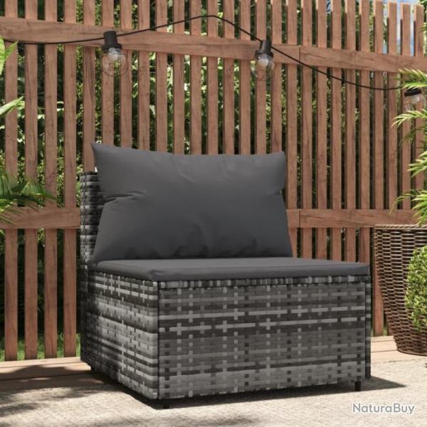 Canap central de jardin avec coussins gris rsine tresse