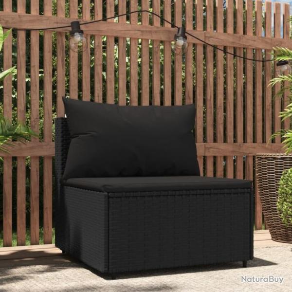 Canap central de jardin avec coussins noir rsine tresse