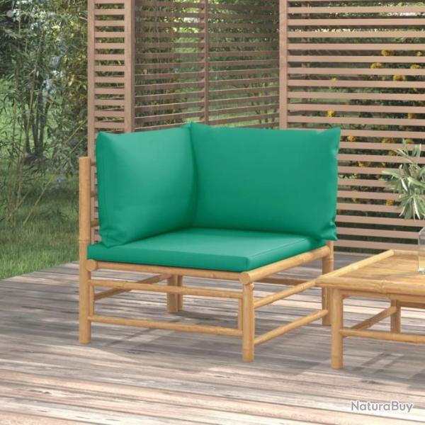 Canap d'angle de jardin avec coussins vert bambou