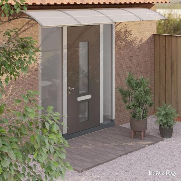 Auvent de porte Gris et transparent 400x80 cm Polycarbonate