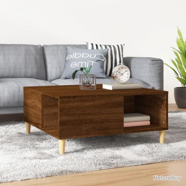 Table basse chne marron 80x80x36,5 cm bois d'ingnierie