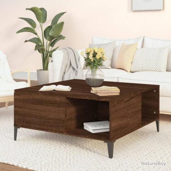 Table basse chne marron 80x80x36,5 cm bois d'ingnierie