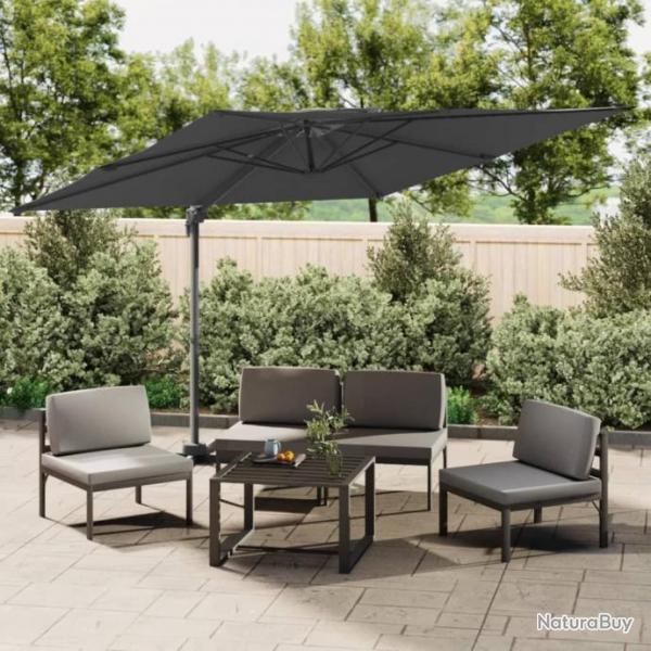 Parasol cantilever  double toit Anthracite 300x300 cm