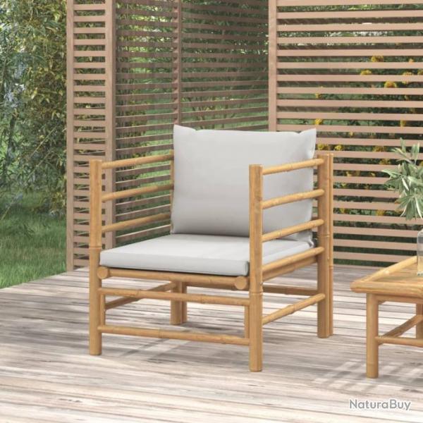 Canap de jardin avec coussins gris clair bambou