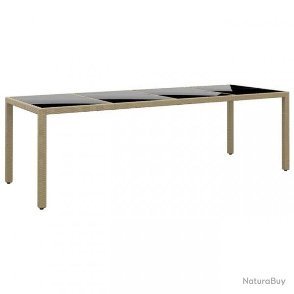 Table de jardin avec dessus en verre beige rsine tresse