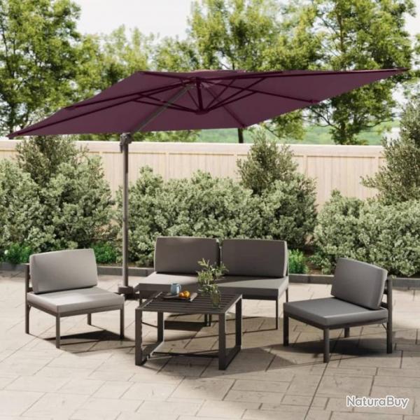 Parasol cantilever  double toit Bordeaux Rouge 300x300 cm