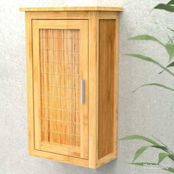 Armoire haute avec porte Bambou 40x20x70 cm