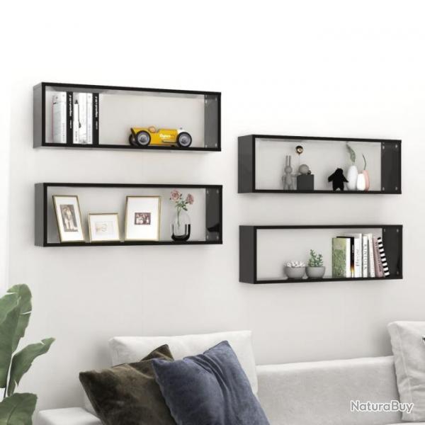 tagres cube murales 4 pcs Noir 80x15x26,5 cm Agglomr