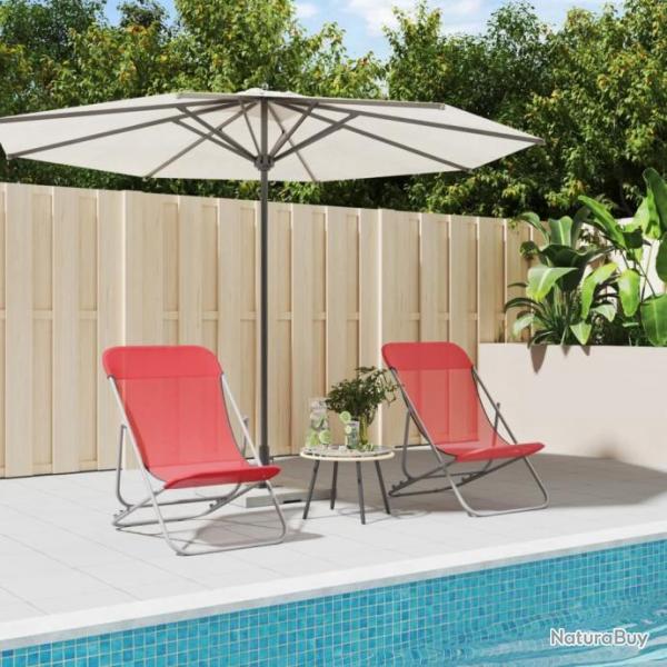 Chaises de plage pliantes 2pcs textilne acier enduit de poudre