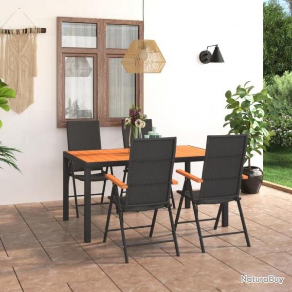 Ensemble de salle  manger de jardin 5 pcs Noir et marron