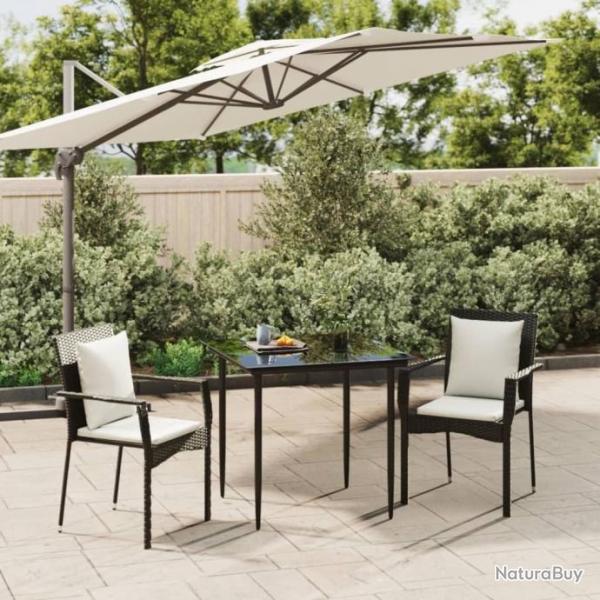 salle  manger de jardin avec coussins 3 pcs Noir