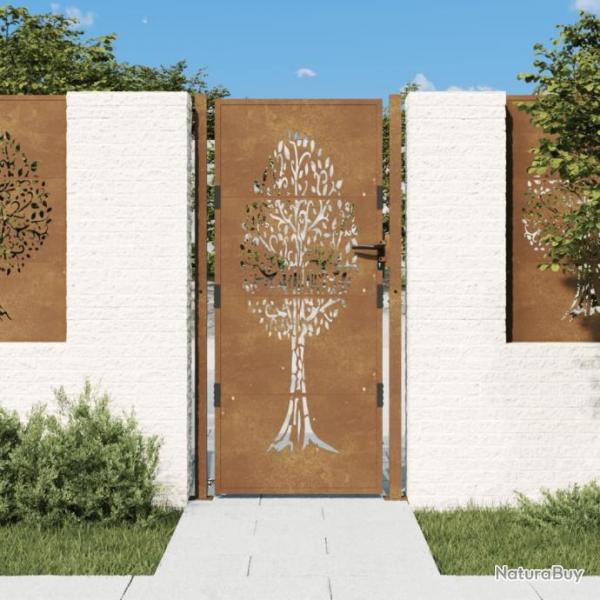 Portail de jardin 105x180 cm acier corten conception de l'arbre