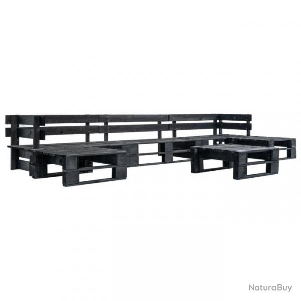 Canaps de jardin palette 6 pcs Noir Bois