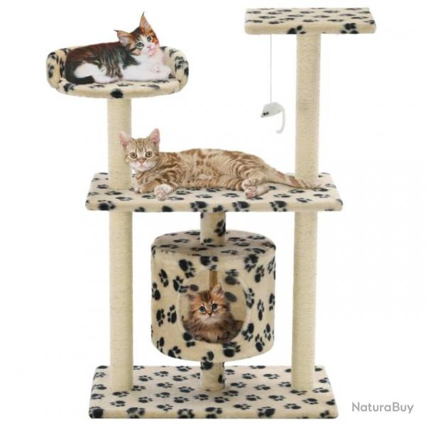 Arbre  chat avec griffoir en sisal 95 cm Beige Motif de pattes