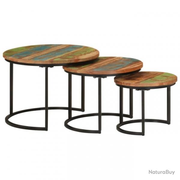 Tables gigognes 3 pcs bois massif de rcupration