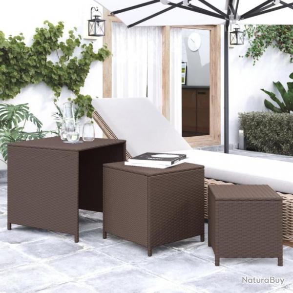 Tables gigognes 3 pcs marron rsine tresse