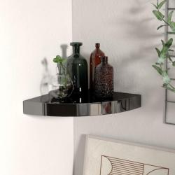 323889Floating Corner Shelf High Gloss Black 25x25x3,8 cm MDF