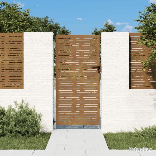 Portail de jardin 85x175 cm acier corten conception de carr