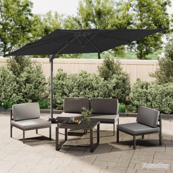 Parasol cantilever  double toit Noir 400x300 cm