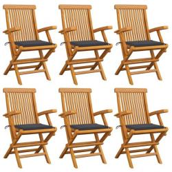 Chaises de jardin avec coussins anthracite 6 pcs Bois de teck